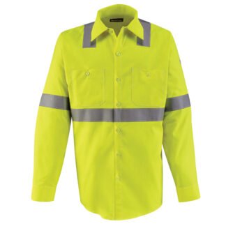 BULWARK HI-VIS FR LONG SLEEVE BUTTON FRONT WORK SHIRT