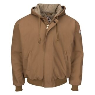 Bulwark EXCEL FR® ComforTouch® Brown Duck Hooded Jacket Knit Trim