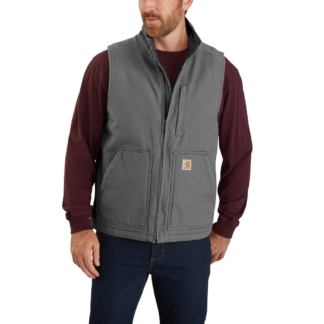 Carhartt Washed Duck Mock Neck Vest - Sherpa Lined